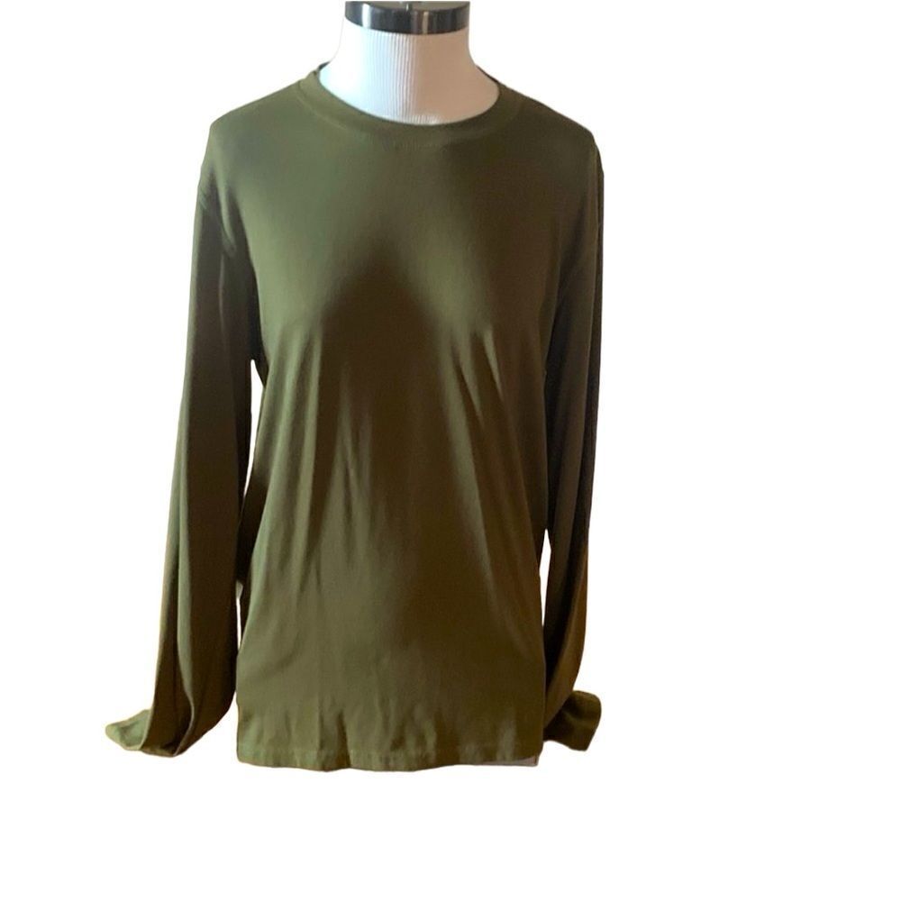 Cudl Duds Olive Green Lightweight Long Sleeve Crew Neck Shirt Size Small